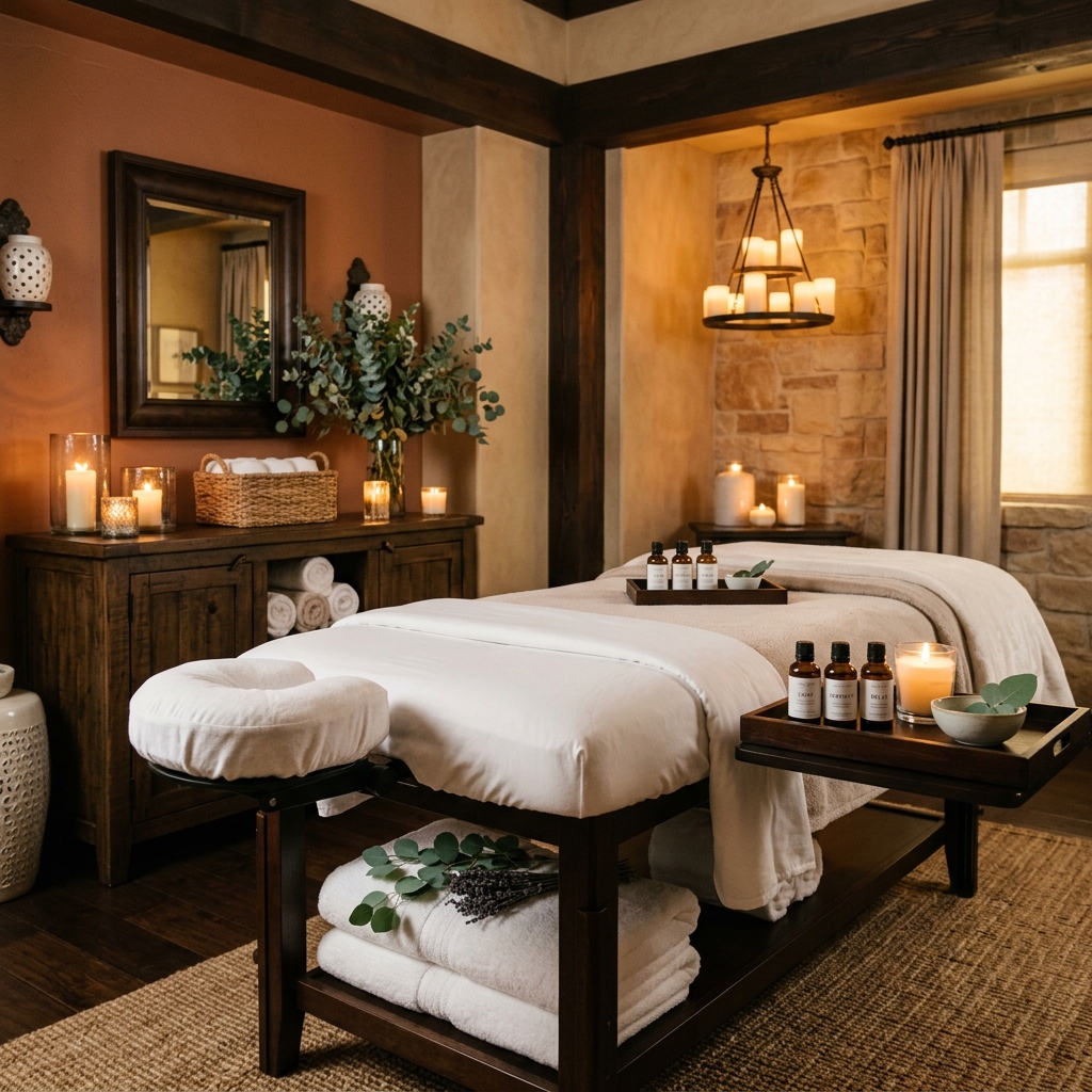 Luxury massage treatment room setup